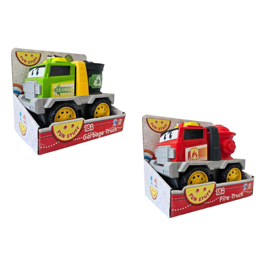 Fun Stuff Red Interactive Fire Truck & Garbage Truck Bundle