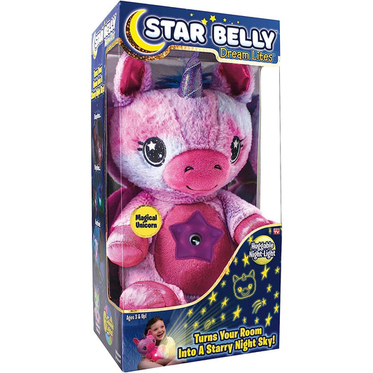 Star Belly Dream Lites Pink and Purple Unicorn - Stuffed Animal Night Light