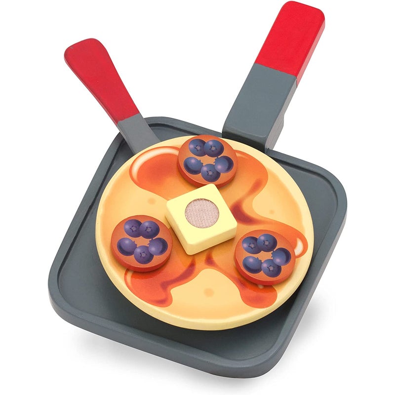 Melissa & Doug Flip and Serve Pancake Set (19 pcs) - Wooden Breakfast Play Food