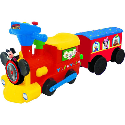 Kiddieland Mickey Mouse Battery-Powered Choo Choo Train Ride on with Caboose & Tracks