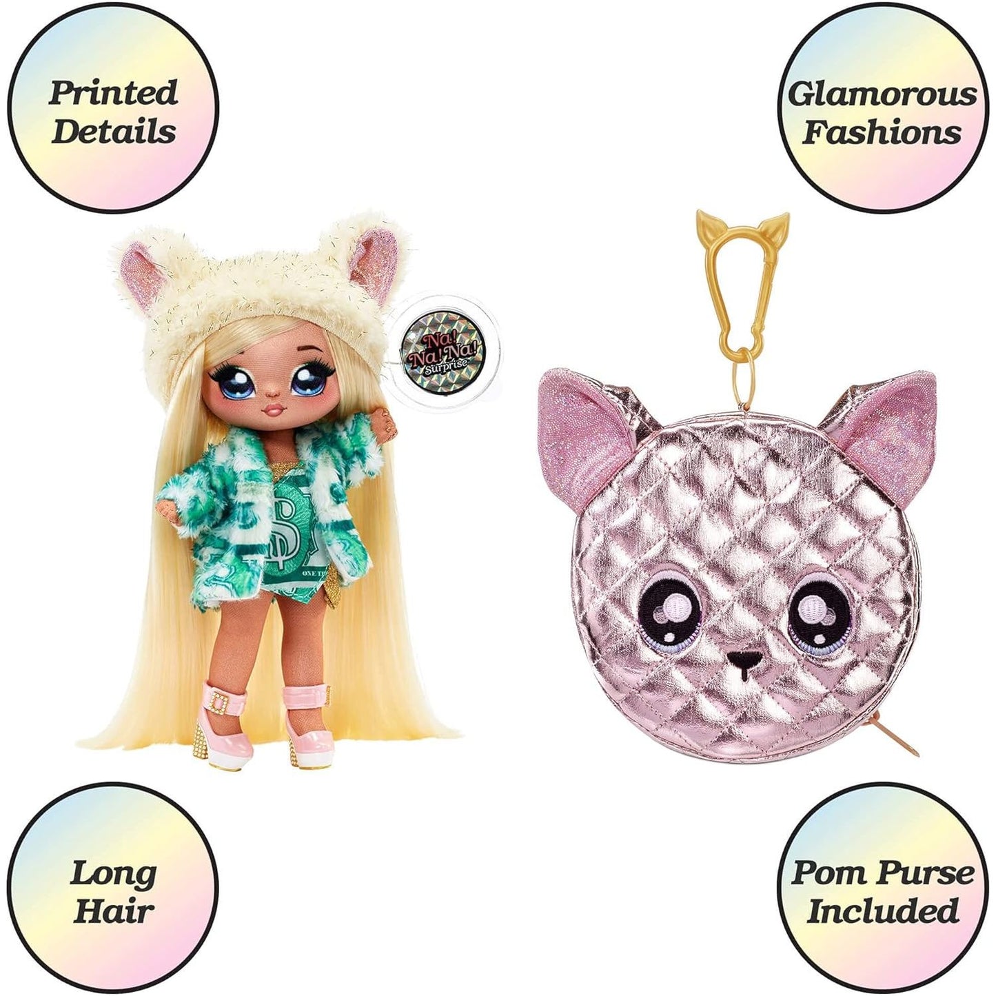 MGA Entertainment Na Na Na Surprise 2-in-1 Pom Doll Glam Series-Ari Prism